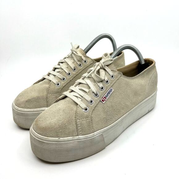 Superga Sand Suede Platform Sneaker Women's 7.5 US - Picture 1 of 9